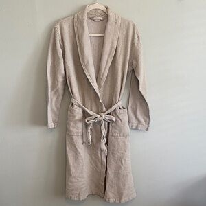 Coyuchi Unisex Textured Tan Robe Size Small/Medium 100% Organic Cotton